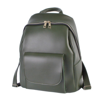 Великий місткий якісний рюкзак жіночий темно-зелений зручний однотонний має багато кишень - Інтернет-магазин спільних покупок ToGether