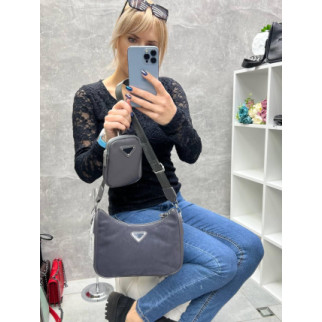 Комплект 2в1 містка жіноча сумка кросс-боді сіра та гаманець на карабіні з широким плечовим ременем - Інтернет-магазин спільних покупок ToGether