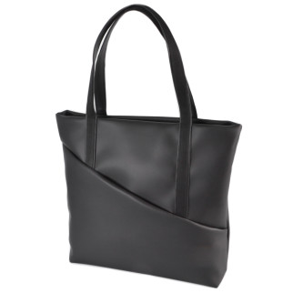 Класична велика ділова жіноча сумка чорна матова містка з одним відділенням на блискавці - Інтернет-магазин спільних покупок ToGether