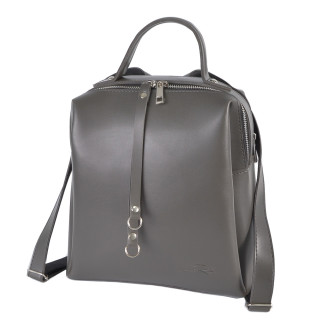 Модний місткий якісний рюкзак жіночий графітовий зі штучної шкіри на два відділення на блискавках - Інтернет-магазин спільних покупок ToGether