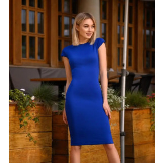 Літня сукня в обтяжку синя трикотажна жіноча сукня футляр з коротким рукавом облягаюча сукня до коліна - Інтернет-магазин спільних покупок ToGether