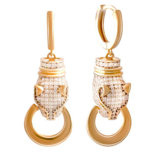 Розкішні нарядні золоті сережки конго підвіски з фіанітами модні кульчики жіночі серги кільця з хижими кішками - Інтернет-магазин спільних покупок ToGether
