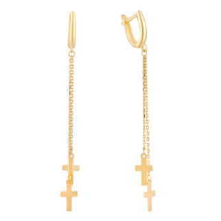 Золоті сережки підвіски ланцюжки з хрестиками довгі висячі серги з золота англійський замок - Інтернет-магазин спільних покупок ToGether