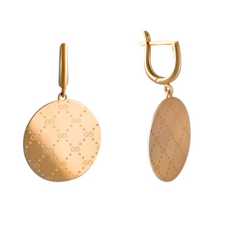 Стильні золоті сережки з підвіскою в стилі дольчі з тисненням літер кульчики жіночі серги із золота з англійським замком - Інтернет-магазин спільних покупок ToGether