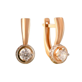 Стильні вишукані золоті сережки з камінням фіанітами кульчики жіночі серги із золота з англійським замком - Інтернет-магазин спільних покупок ToGether