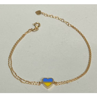 Жіночий золотий браслет на руку серце із емалью золотий ланцюжок на руку серце жовто-сині золото 17-20 см - Інтернет-магазин спільних покупок ToGether