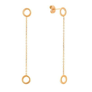 Стильні золоті сережки підвіски жіночі серги із золота у вигляді гвоздиків з ланцюжком - Інтернет-магазин спільних покупок ToGether