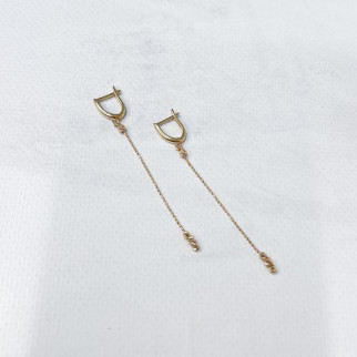 Стильні мінімалістичні золоті сережки підвіски з ланцюжком жіночі серги із золота з англійською застібкою - Інтернет-магазин спільних покупок ToGether