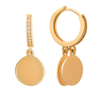 Золоті сережки кільця конго підвіски монетки з фіанітами стильні жіночі серги із золота 585 проби - Інтернет-магазин спільних покупок ToGether
