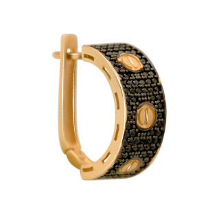 Золоті сережки напівкільця в стилі карт'є кульчики жіночі сережки з золота з фіанітами та чорними каменями - Інтернет-магазин спільних покупок ToGether