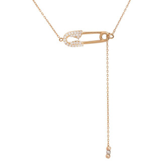 Елегантне золоте кольє булака з фіанітами, жіноче намисто ланцюжок з підвіскою кулоном у вигляді булавки довжина 40-45 см - Інтернет-магазин спільних покупок ToGether