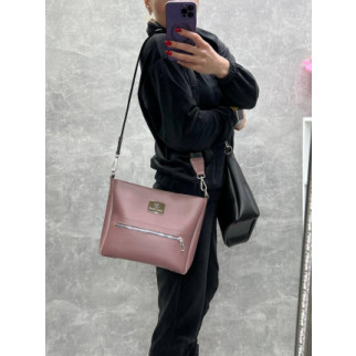 Стильна зручна сумка жіноча кросс боді з еко шкіри Lady Bags колір темна пудра - Інтернет-магазин спільних покупок ToGether