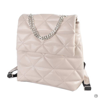 Модний місткий стьобаний жіночий рюкзак беж тауп з ланцюжками з якісного шкірозамінника та підкладки - Інтернет-магазин спільних покупок ToGether