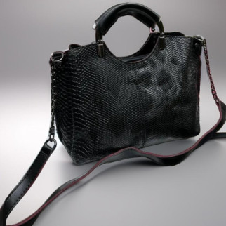 Містка жіноча сумка через плече чорна з червоним сумочка під змію в стилі зара стильна сумка шкіряна (екокожа) - Інтернет-магазин спільних покупок ToGether