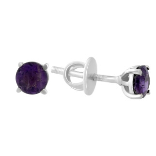 Срібні сережки з натуральним аметистом маленькі жіночі серги зі срібла гвоздики пусети кульчики з каменем - Інтернет-магазин спільних покупок ToGether