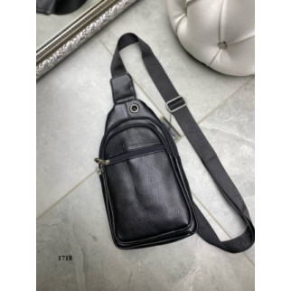 Чорна чоловіча сумка-слінг Moltani з екошкіри на два відділення, з горизонтальною кишенею (1718) - Інтернет-магазин спільних покупок ToGether