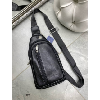 Чорна чоловіча сумка-слінг Moltani з екошкіри на два відділення, з вертикальною кишенею (1719) - Інтернет-магазин спільних покупок ToGether