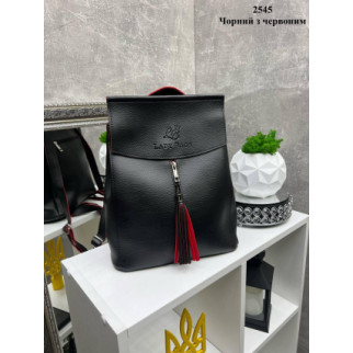 Чорний з червоним краєм - стильний вмісткий рюкзак Lady Bags, можна носити сумкою через плече (2545) - Інтернет-магазин спільних покупок ToGether