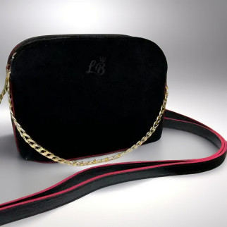 Замшевий клатч сумка через плече жіноча чорна з червоним сумочка з ланцюжком жіночий клатч сумка крос боді замш - Інтернет-магазин спільних покупок ToGether