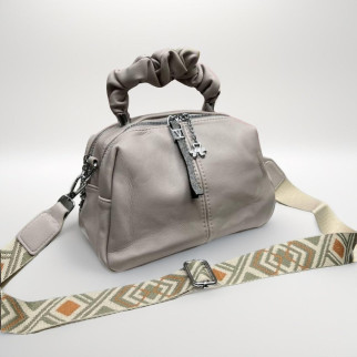 Модна кросс боді сумка через плече жіноча з широким ременем сіро пудрова сумочка клатч жіночий через плече еко шкіра - Інтернет-магазин спільних покупок ToGether