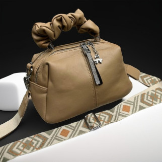 Модна кросс боді сумка через плече жіноча з широким ременем бежева сумочка клатч жіночий через плече еко шкіра - Інтернет-магазин спільних покупок ToGether