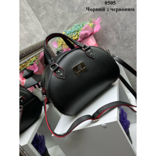 Чорна з червоним - чудова сумочка-саквояж Lady Bags в ніжних весняних кольорах, добре тримає форму (0505) - Інтернет-магазин спільних покупок ToGether