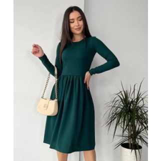 Коктейльна сукня жіноча з довгим рукавом смарагдова однотонна жіноча сукня на весну з трикотаж креп - Інтернет-магазин спільних покупок ToGether