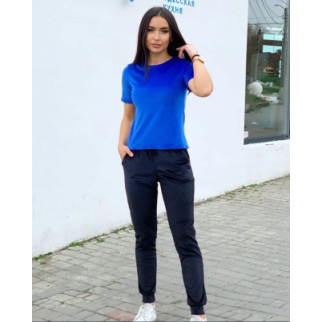 Літній спортивний костюм жіночий з футболкою синій велюровий костюм жіночий прогулянковий штани та футболка 48/50 - Інтернет-магазин спільних покупок ToGether