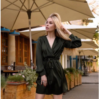 Коктейльна сукня чорна з довгим рукавом шовкова сукня з декольте на запах модна літня сукня жіноча розмір 42-46 універсальний - Інтернет-магазин спільних покупок ToGether
