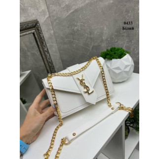 Білий - фурн золото - молодіжний вишуканий каркасний стильний клатч на ланцюжку під клапаном (0433) - Інтернет-магазин спільних покупок ToGether