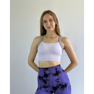 Жіночий топ спортивний зі вшитими чашечками розмір S фіолетовий з відкритою спинкою на застібках - Інтернет-магазин спільних покупок ToGether