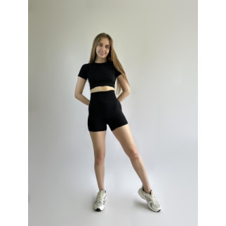 Жіночий комплект спортивний шорти і топ-футболка без пуш ап ефекту розмір S чорний велосипедки для фітнесу - Інтернет-магазин спільних покупок ToGether