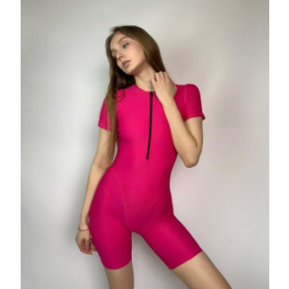 Комбінезон жіночий спортивний рожевий з італійського біфлексу на застібці спереду ефект утяжки розмір XS - Інтернет-магазин спільних покупок ToGether