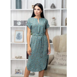 Літня сукня прямого крою оливкова з квітами вільна сукня жіноча з коротким рукавом сукня з поясом - Інтернет-магазин спільних покупок ToGether