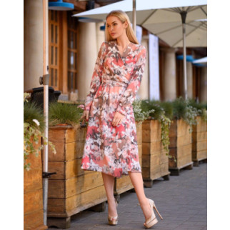 Весняна літня сукня на запах у квіточку з довгим рукавом жіноча сукня нижче колін з поясом принт магнолія 48/50 - Інтернет-магазин спільних покупок ToGether
