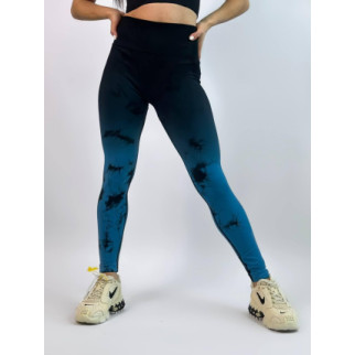 Жіночі легінси спортивні мармурові розмір S чорно сині з високою посадкою лосини для фітнесу з пуш ап - Інтернет-магазин спільних покупок ToGether