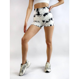 Жіночі шорти спортивні з пуш ап ефектом розмір S мармурові білі з чорним велосипедки короткі для фітнесу - Інтернет-магазин спільних покупок ToGether