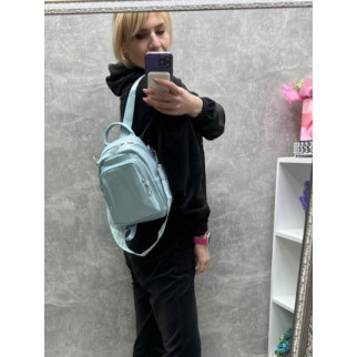 Блакитна - сумка-рюкзак - молодіжна стильна та зручна модель з додатковими кишенями (0508) - Інтернет-магазин спільних покупок ToGether