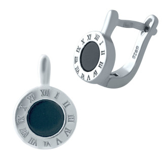 Срібні сережки Високої якості з натуральним оніксом (2000327) - Інтернет-магазин спільних покупок ToGether