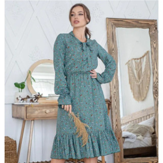 Літні сукні жіноча з довгим рукавом вільна сукня в дрібну квіточку оливкова жіноча сукня міді 48/50 - Інтернет-магазин спільних покупок ToGether