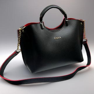 Містка чорна з червоним сумка через плече жіноча кросс боді в стилі зара сумка із золотою фурнітурою - Інтернет-магазин спільних покупок ToGether