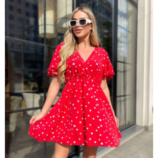 Легка літня сукня жіноча червона коротка сукня в горох бебі долл зі спідницею клеш жіноча сукня з вирізом 42-46 48-52 розмір - Інтернет-магазин спільних покупок ToGether