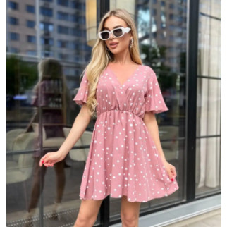 Легка літня сукня жіноча рожева коротка сукня в горох бебі долл зі спідницею клеш жіноча сукня з вирізом 42-46 48-52 розмір - Інтернет-магазин спільних покупок ToGether