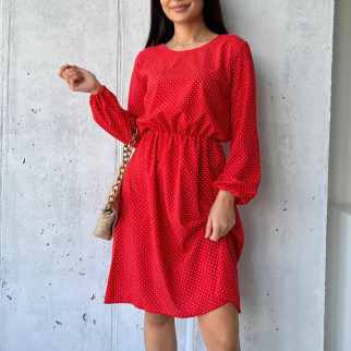 Легка літня сукня жіноча червона в горошок коротка коктейльна сукня з рукавом вільна сукня на літо 42-46 48-52 розмір 48/52 - Інтернет-магазин спільних покупок ToGether