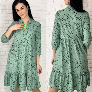 Вільна легка сукня розлітайка літня жіноча сукня зелена в цятку коротка сукня на літо 42-44 46-48 50-52 розмір 46/48 - Інтернет-магазин спільних покупок ToGether