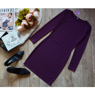Однотонна базова жіноча сукня коротка облягаюча фіолетова сукня міні з довгими рукавами р-р 42 44 46 44 - Інтернет-магазин спільних покупок ToGether
