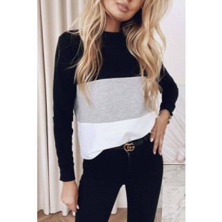 Стильна жіноча кофточка чорно-сірий світшот жіноча футболка з довгим рукавом чорна трикотажна кофта - Інтернет-магазин спільних покупок ToGether