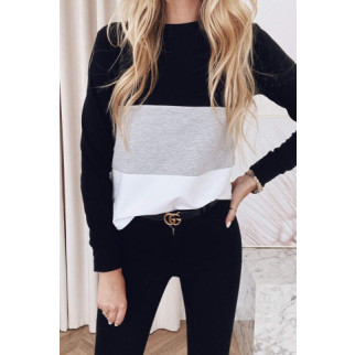 Стильна жіноча кофточка чорно-сірий світшот жіноча футболка з довгим рукавом чорна трикотажна кофта 48/50 - Інтернет-магазин спільних покупок ToGether