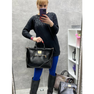 Чорна - ФОРМАТ А4 - велика, стильната та елегантна сумка на блискавці Lady Bags (0515) - Інтернет-магазин спільних покупок ToGether