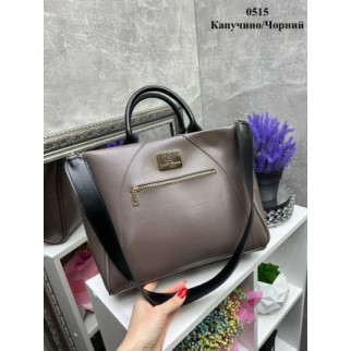 Капучино - ФОРМАТ А4 - велика, стильната та елегантна сумка на блискавці Lady Bags (0515) - Інтернет-магазин спільних покупок ToGether